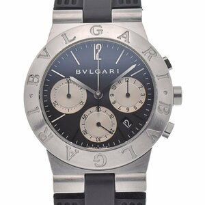 ブルガリ BVLGARI CH35S AUTO ディアゴノスポーツ クロノ SS/ラバー クォーツ メンズ 良品 Q#129961