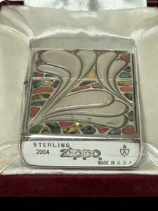 zippo STERLING SILVER Armor Case スターリングシルバー アーマー 2004年製 純銀 手彫り シェル 特殊加工 Off the Wall デットストック