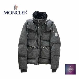 【美品】MONCLER モンクレール ダウン ブルゾン ジャケット フード付き トップス アウター 長袖 グレー A23914137700 83124 メンズ 1 中古