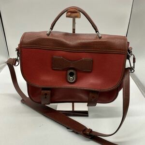 exH0025 LOEWE ロエベ ショルダーバッグ ハンドバック2way レザー ワインレッド 保存袋セット　現状品