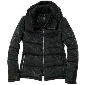 LEON掲載 定価6.5万 wjk zip hooded shrape stretch ester カモフラ中綿ダウンジャケット Lサイズ akm ジュンハシモト