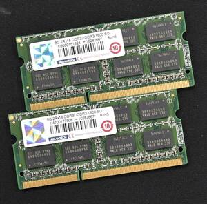 1円スタート 16GB (8GB 2枚組) PC3L-12800S DDR3-1600 S.O.DIMM 204pin 2Rx8 1.35V/1.5V 低電圧対応 ADVANTECH 16G 8G (管:SB0238