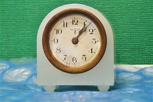 ウランガラス ゼンマイ時計 ドイツ製 ジャンク品 アンティーク 骨董品 昭和レトロ アナログ時計 NO.4