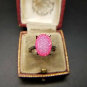 ピンク スパークトップル 925シルバー アールデコ ヴィンテージ リング 銀 指輪 ビンテージ アクセサリー C6