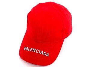 1円 ■美品■ BALENCIAGA バレンシアガ コットン100% キャップ 帽子 サイズ L 59 メンズ レディース レッド系 AW6283