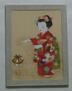 シルク地 豪華な京友禅のカード 鞠つき 送料無料
