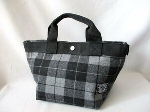 【O335】ROOTOTE/ルートート◇ウール系 トートバッグ　格子柄　サイドファスナーポケット　W36cm