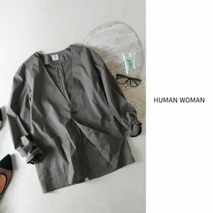 2.4万☆ヒューマンウーマン HUMAN WOMAN☆洗える コットン混 タイプライタージャケット Mサイズ☆C-K 2653