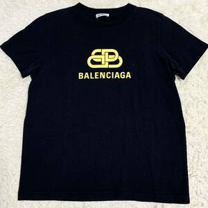 極美品 バレンシアガ 【大人気デザイン】 BALENCIAGA 半袖 Tシャツ カットソー トップス ビックロゴ ブラック レディース サイズM