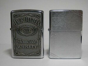 Zippo ライター ジャックダニエル プレート貼 JACK DANIELS他 ２個セット 0905V4G