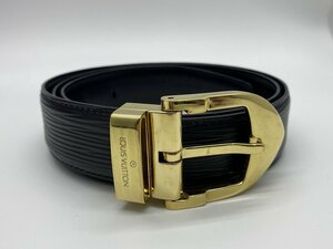 ■超綺麗【LOUIS VUITTON ルイヴィトン エピ・レザー ブラック サンチュール 30MM クラシック ベルト ゴールド金具】SH-18244