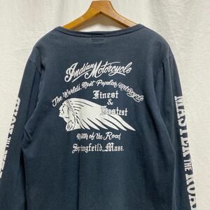 アメリカ製 インディアンモーターサイクル プリントTシャツ ブラック 長袖Tシャツ バックプリント 袖プリント INDIAN MOTERCYCLE USA 東洋