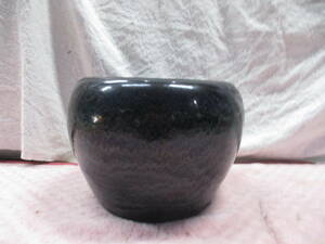 火鉢　紺色　検　アンティーク、コレクション 工芸品 陶芸 日本の陶磁 陶磁一般