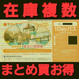 東京サマーランド 春秋限定1Dayパス 1枚 送料63円 在庫複数 まとめ買お得 株主優待