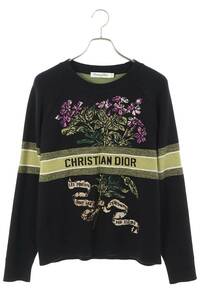 クリスチャンディオール Christian Dior 114S55AM150 サイズ:34 フラワーロゴ刺繍カシミアニット 中古 BS99