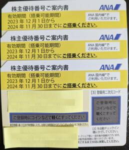 ANA 株主優待券 3枚 有効期限は2024年11月30日まで