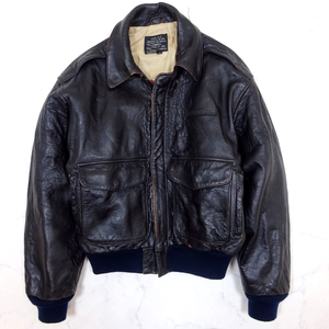 AVIREX A-２ LEATHER FLIGHT JACKET アヴィレックス A-2 レザーフライトジャケット 黒に近い茶 XSサイズ