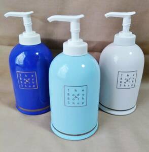 3点 陶器 ディスペンサー 青 白 水色 ザ・ボディ＆バス ショップ/詰め替えボトル ポンプ ハンドソープ ナチュラル 空き容器 シンプル