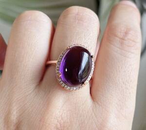 天然石 逸品アメジスト（紫水晶）のリング(指輪)（A3661）