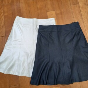 新品同様 オフィス 可愛い 光沢スカート 膝丈 マーメイド型 白&黒 夏用 61サイズ 2枚セット