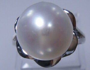 R1541 綺麗 大粒　天然真珠　指輪サイズ調節自由 11.2mm パール