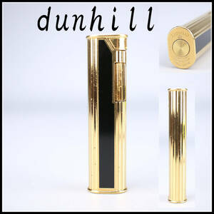 【秀】ZB299 【dunhill】 ダンヒル ガスライター ゴールド×黒／共箱付 美品！ｒ
