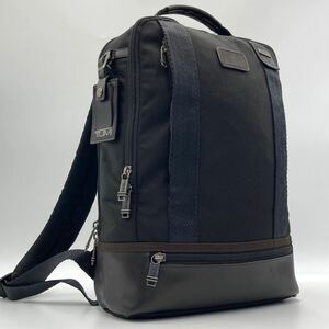 1円~極美品 TUMI トゥミ ALPHABRAVO KNOX Backpack HICKORY メンズ ビジネスバッグ リュック バリスティックナイロン レザー A4+PC可 黒/茶