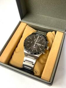 美品 SEIKO セイコー スピリット ワールドタイム ソーラー メンズ 腕時計 黒文字盤 デイト WORLD TIME 未稼働 V195-0AE0 ik041801