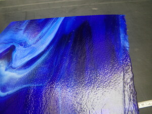 青/白　硝子　切端　板硝子　ガラス　照明　アート　シェード　電傘　マーブル　ハンドメイド　ステンドグラス材料　stained glass part