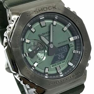 美品 CASIO カシオ G-SHOCK ジーショック 腕時計 GM-2100B-3A クオーツ デジアナ アナデジ オクタゴン メタル グリーン カーキ 動作確認済