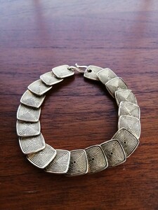 ヴィンテージ チェーンブレスレット 金色 スクエア 昭和レトロ ゴールド 美品 アクセサリー 服飾雑貨 一点物 エスニック レトロモダン 四角