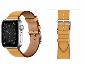 Apple Watch アップルウォッチ バンド　革ベルト　レザーベルトレザーストラップ 42/44/45/49mm シリーズ2345678SE対応 黄色