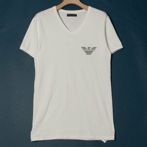 【1円スタート】メール便○ EMPORIO ARMANI UNDER WEAR エンポリオアルマーニ Vネック半袖Tシャツ 綿98％ 肌着 下着 ホワイト 白 L メンズ