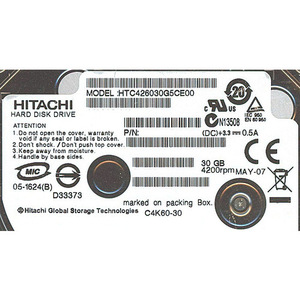 HITACHI ノート用HDD 1.8inch HTC426030G5CE00 30GB 8mm [管理:1000021589]