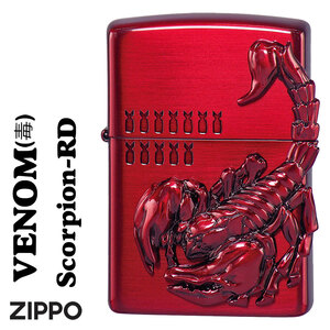 zippo (ジッポー)ヴェノムvenom（毒） スコーピオン Scorpion(サソリ)メタル貼り　レッド【ネコポス可】