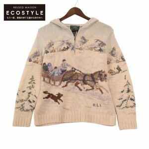 Ralph Lauren ラルフローレン ベージュ 90s ニットパーカー ベージュ P トップス ウール レディース 中古