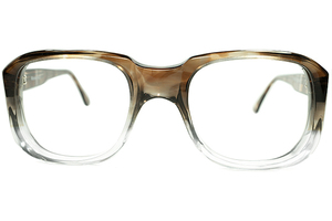 初見RARE生地採用 イギリス流CHIC& DANDY 1960s-70s デッドストック MADE IN ENGLAND 立体肉厚 SQUARE英国式ウェリントン 眼鏡 size 48/22 