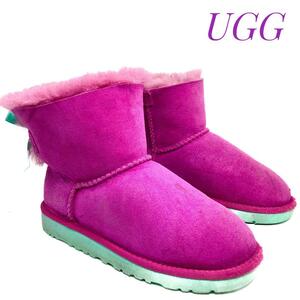 ☆即決・送料無料☆UGG アグ MINI BAILEY BOW ミニ ベイリーボウ 1005497 パープル系 20cm シープスキン カジュアル 本革 本皮 子供 キッズ