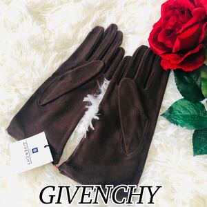 GIVENCHY ジバンシィ レディース 女性 手袋 グローブ 鹿革 ファッション小物 LEATHER 革手袋 茶 ブラウン 新品未使用 タグ付き 9.5×24.5cm