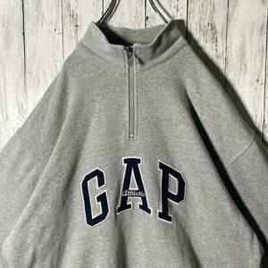 オールドギャップ　OLD GAP ハーフジップスウェット　トレーナー センターロゴ刺繍　アーチロゴ　90s グレー 古着