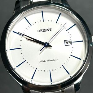 超美品 ORIENT オリエント メタル コンテンポラリー RH-QD0012S 腕時計 クオーツ アナログ ステンレススチール メンズ ホワイト 動作確認済