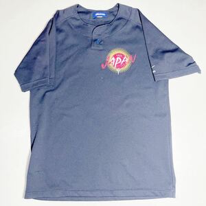 ミズノ MIZUNO 2004 Japan 紺 ネイビー 野球 トレーニング用 プラクティスシャツ ベースボールシャツ Lサイズ