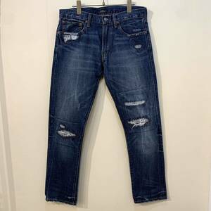 POLO RALPH LAUREN 加工 VARICK SLIM STRAIGHT DENIM PANT ポロ ラルフローレン スリム ストレート デニム パンツ ダメージ加工 32×32 ③ 