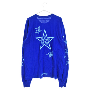 CHROME HEARTS クロムハーツ BLUE STAR LONG SLEEVE TEE バックスタープリントクルーネック長袖Tシャツ ブルー