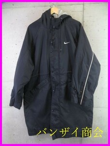 025c19◆90sヴィンテージ◆NIKE ナイキ Swoosh 裏地ボア 中綿 ベンチコート M/グランドコート/ジャージ/ジャケット/ウインドブレーカー