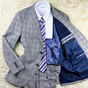 圧倒的存在感◎未使用級Lサイズ◎ エトロ【王者の風格】ETRO スーツ ペイズリー◎ 極光沢◎ トロトロ質感◎ チェック柄◎ ビジネス グレー