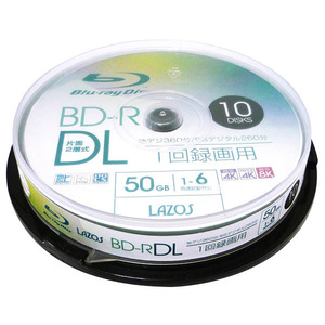 送料無料メール便 BD-R DL ブルーレイ２層式 録画用 ビデオ用10枚組 50GB 6倍速対応 Lazos L-BDL10P/2686ｘ２個セット/卸
