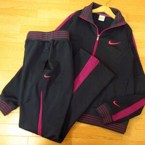 ◎美品！M-L 上下セット！NIKE ナイキ◆セットアップ ジャージ ジャケット&パンツ◆レディース 濃紺x紫◆B4001