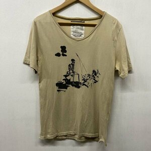 C307 schott × LOUNGE LIZARD ショット ラウンジリザード Tシャツ Vネック 半袖 スカル プリント バック メッセージ ベージュ サイズ M