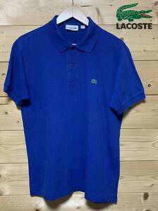 入手困難品★美中古・ LACOSTE（ラコステ）★ポロシャツ（鹿の子）BLUE サイズ4　JPサイズL　USサイズM